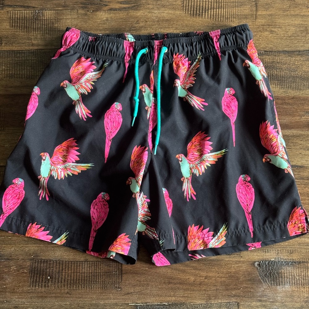 George Tropical Parrot Print Swim Trunks